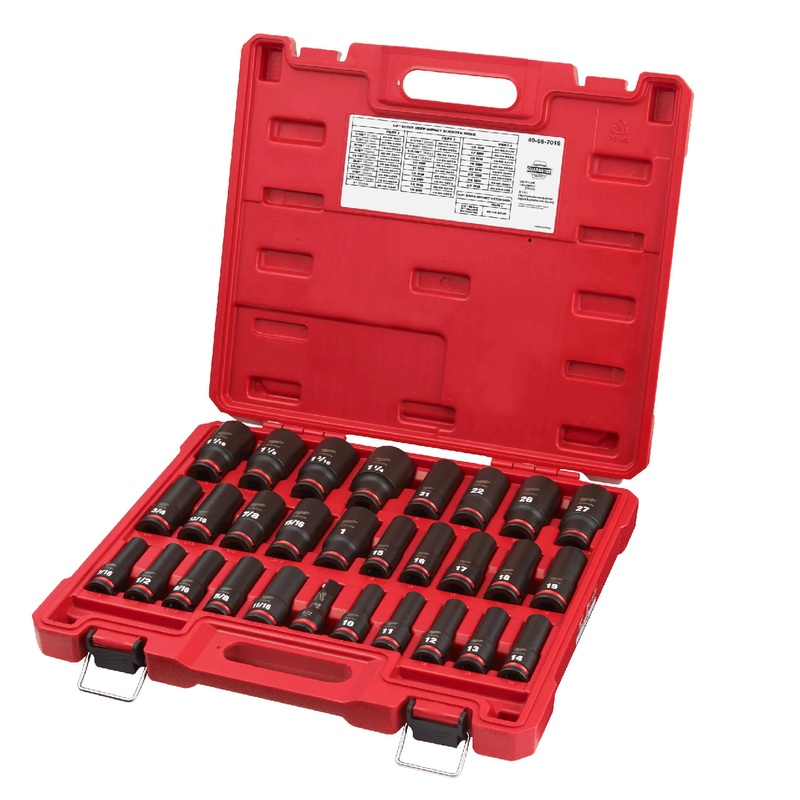 Milwaukee 49-66-7016 29-Piece 1/2" Drive SAE & Metric Shockwave Impact Socket Set