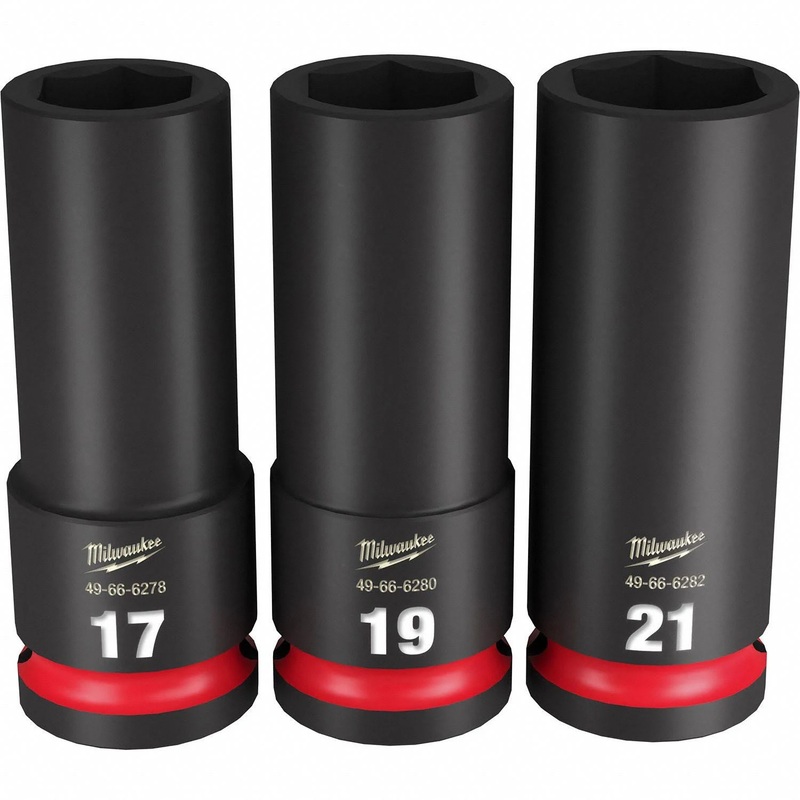 Milwaukee 49-66-7025 3-Piece Shockwave 1/2" Drive Metric Deep 6-Pt. Impact Socket Set