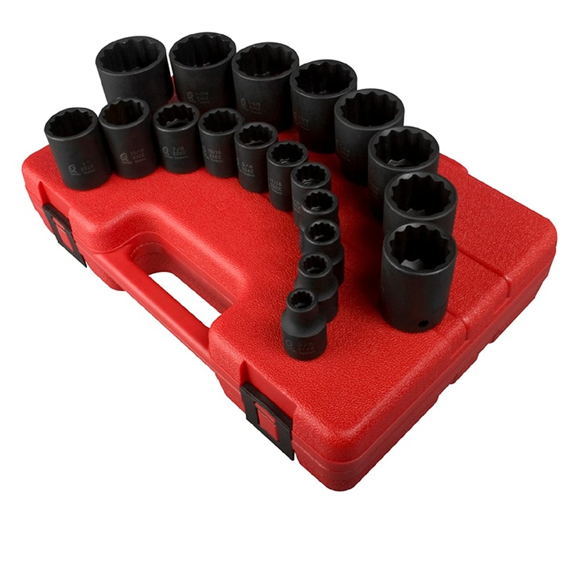 Sunex 2819 19-Piece 1/2" Drive 12 Point Standard Impact Socket Set