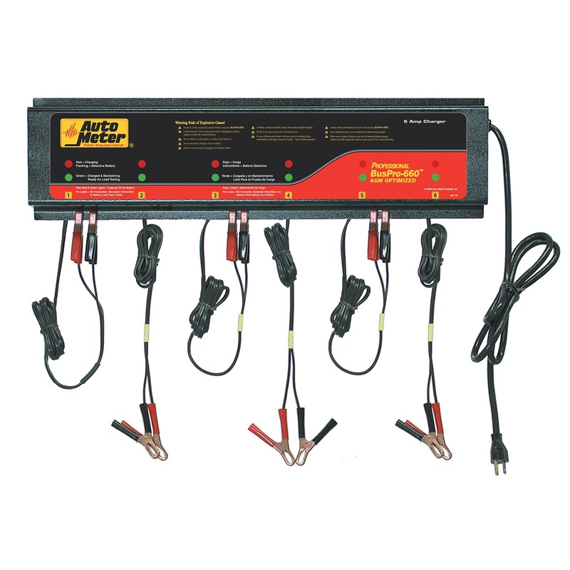 Autometer BUSPRO-660 120V 5 Amp 6-Channel AGM Optimized Smart Battery Charger