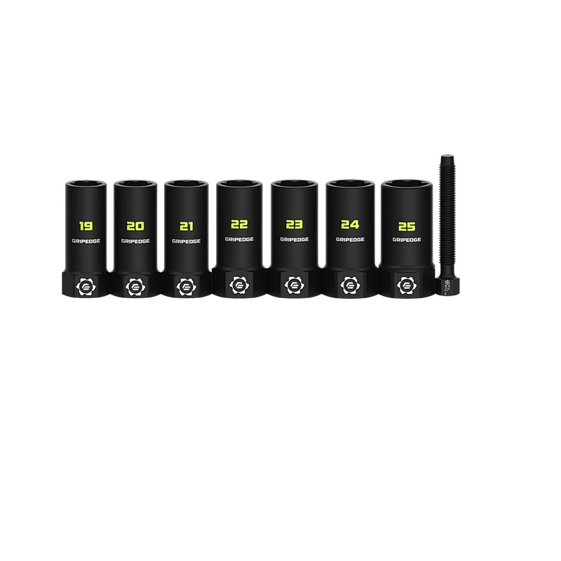 GripEdge XCM7DS 7-Piece 1/2" Drive Deep Metric RPT Socket Extractor Set