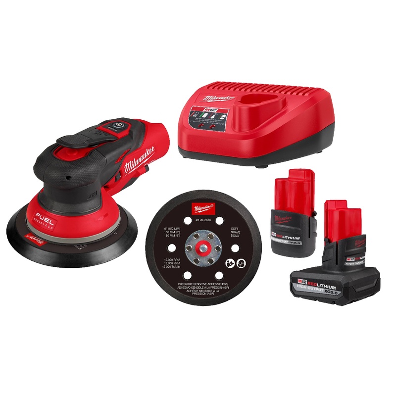 Milwaukee 2584-22CX M12 FUEL 6" Random Orbital Sander Kit (3/32")