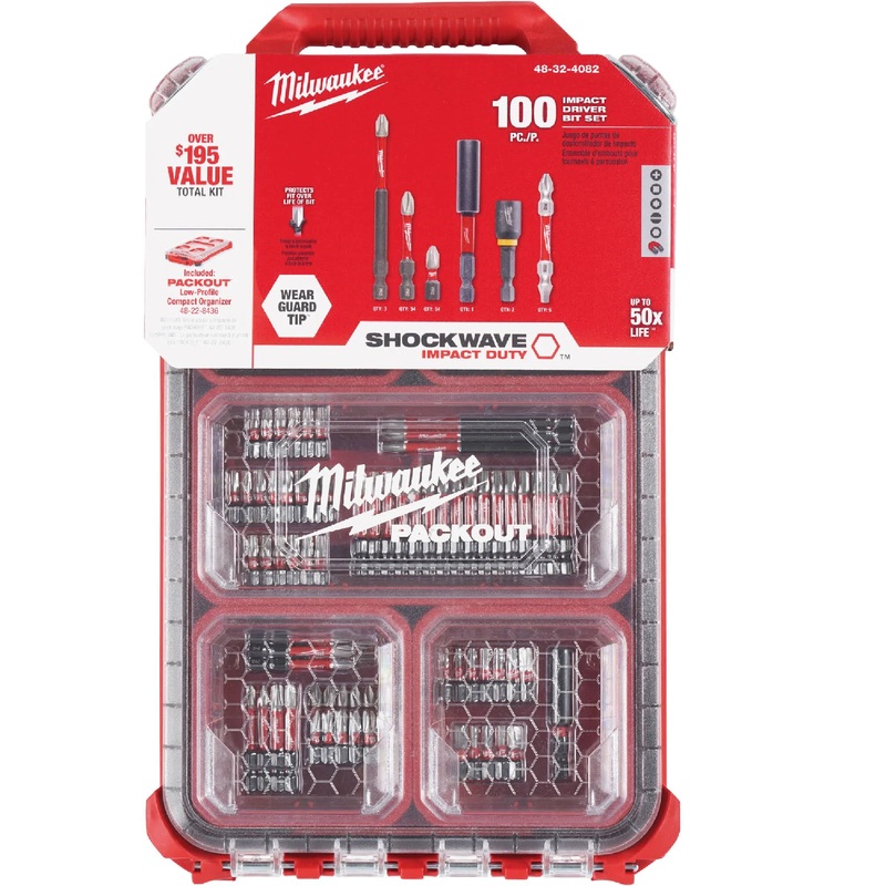 Milwaukee 48-32-4082 PACKOUT 100-Piece Shockwave Impact Driver Bit Kit