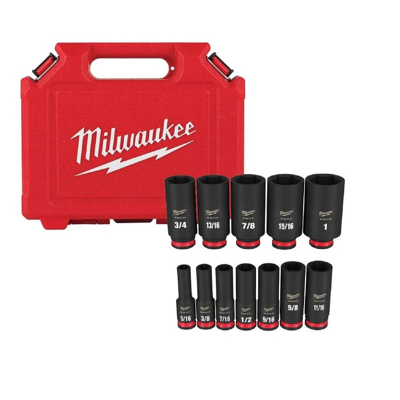 Milwaukee 49-66-7006 12-Piece Deep 3/8" Drive SAE Shockwave Impact Socket Set