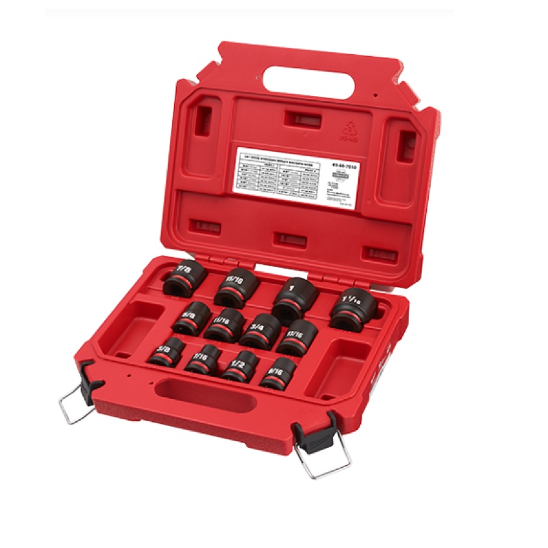 Milwaukee 49-66-7010 12-Piece Shallow 1/2" Drive SAE Shockwave Impact Socket Set