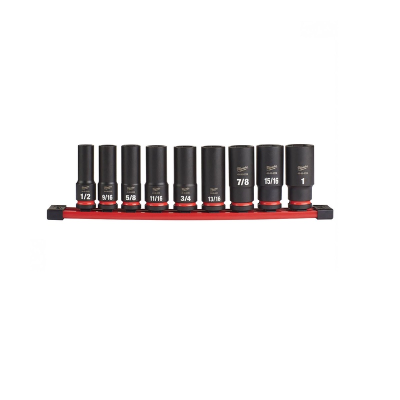 Milwaukee 49-66-7022 9-Piece 1/2" Drive Deep SAE Shockwave Impact Socket Set