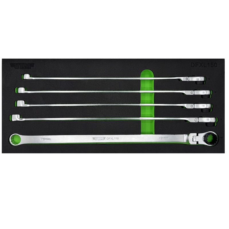 Vim DFXL150 5-Piece Metric XL Deep Ratcheting Flex Wrench Set