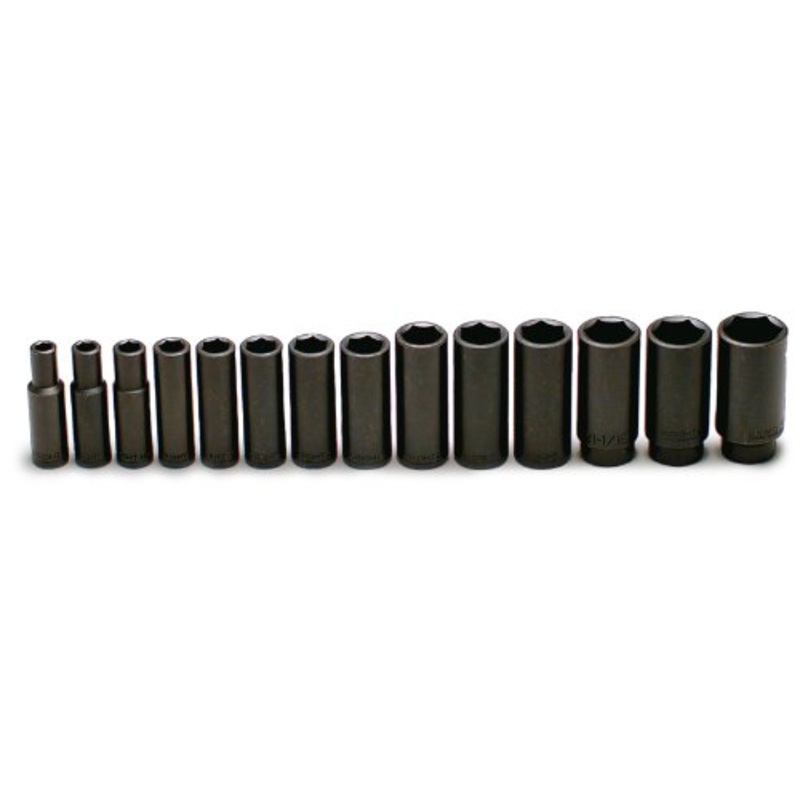 1/2" Drive 14 pc Set 6 Point Deep Impact Sockets 3/8" 1 1/4"