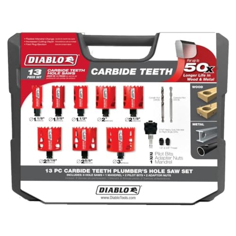 Diablo Tools 13 pc Carbide Plumbers Hole Saw Set