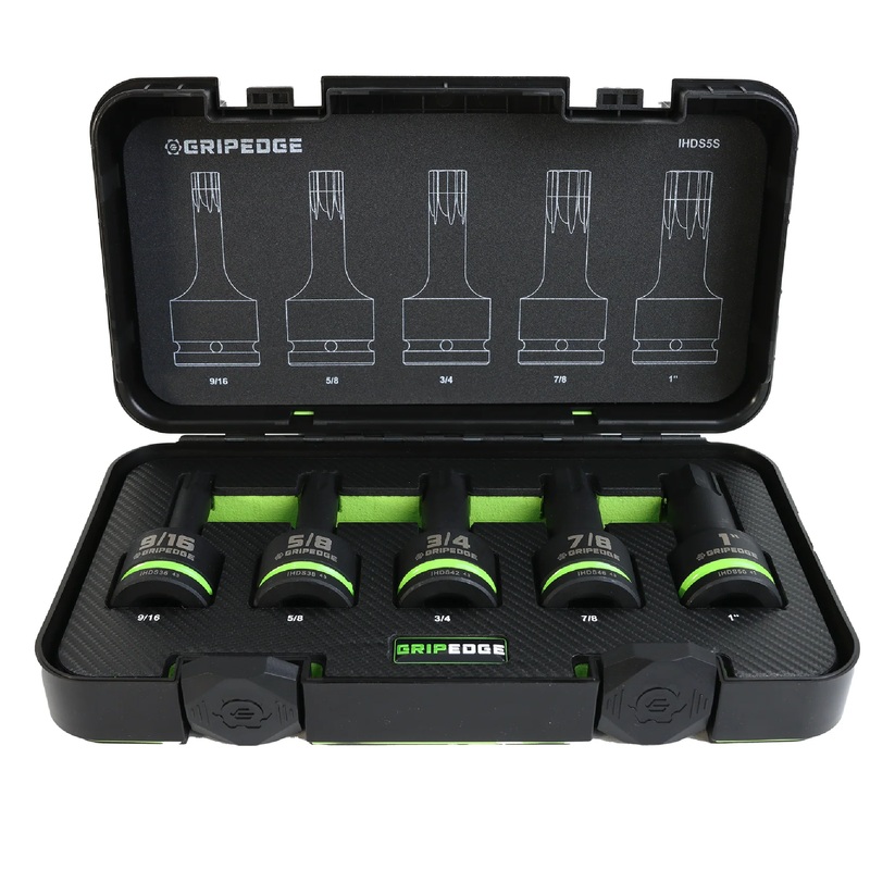 Gripedge IHDS5S 5-Piece 3/4" Drive SAE Impact RPT Hex Driver Set