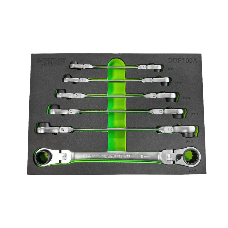 VIM DDF100A 6-Piece Metric Deep Spline Flex Head Ratcheting Wrench Set