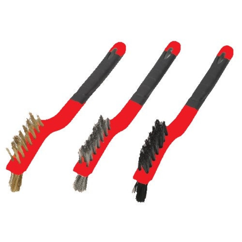 Warner 3-Piece Mini Wire Brush Set, Nylon, Steel & Brass