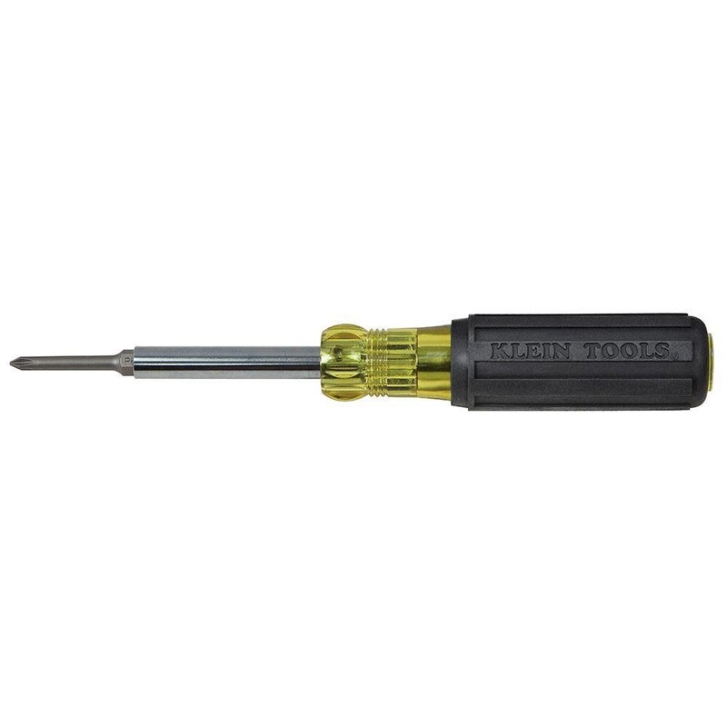 Klein Tools 32559 Multi-bit Screwdriver / Nut Driver, Extended Reach 6-in-1 Tool with Nut Driver, Phillips and Slotted Bits