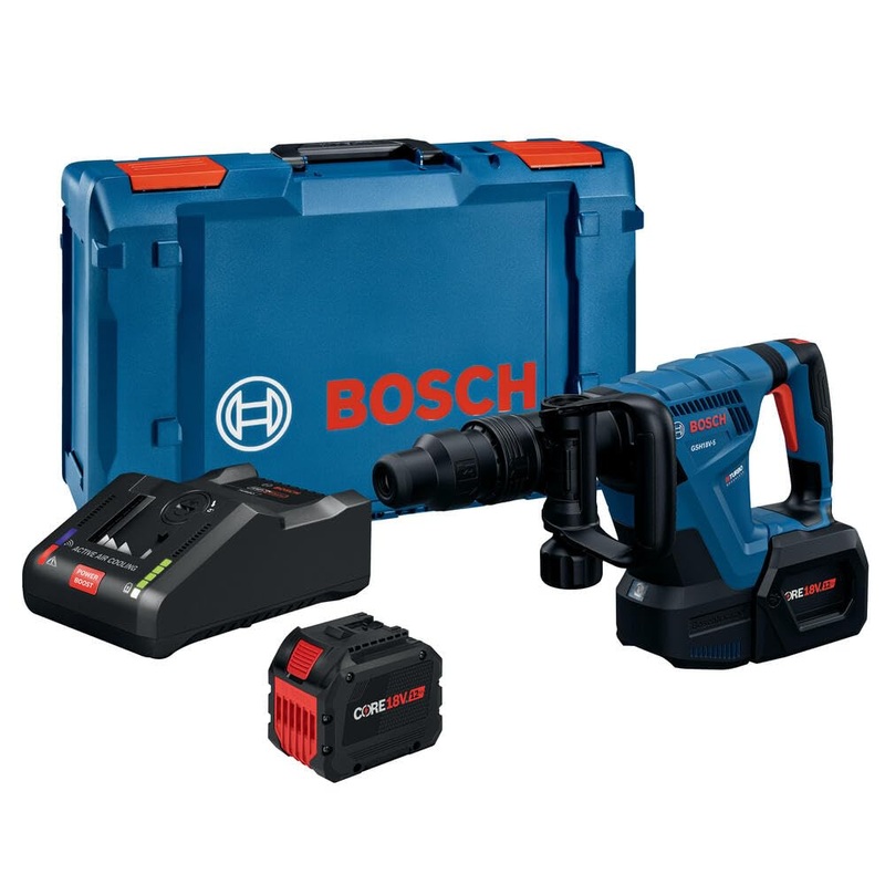 BOSCH GSH18V-5L212 PROFACTOR 18V SDS-max Demolition Hammer with L-Boxx-2 and (2) 12 Ah PROFACTOR Batteries Tool + (1) 12 Ah Battery & Charger