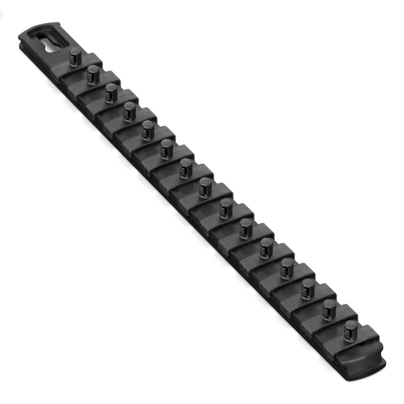 ERNST 13-Inch Socket Rail Organizer with 15 1/4-Inch Twist Lock Clips, Black (8423-Black-1/4) 13-Inch 1/4-Inch Twist Clips Black