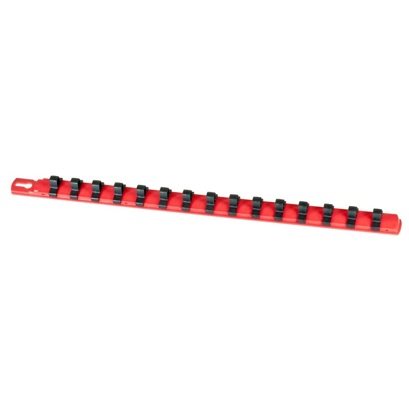 ERNST 18-Inch Socket Rail Organizer with 18 3/8-Inch Dura-Pro HD Clips, Red (8320-Red-3/8)
