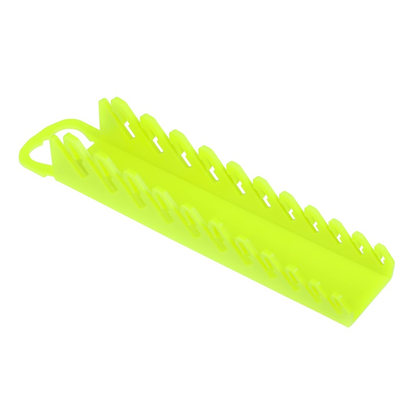 Ernst Manufacturing 11-Wrench Stubby Gripper Portable Wrench Organizer - High Visibility, Fits 3/8" to 1", Ergonomic Design (Model 5078HV) 11 Tool Hi-viz