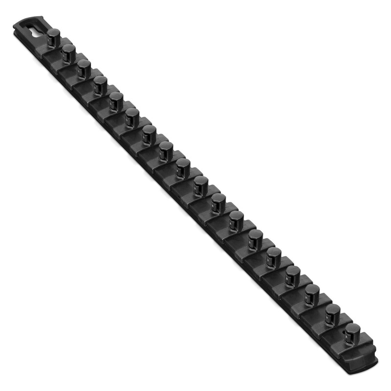 Ernst Manufacturing 18-Inch Magnetic Socket Organizer with 18 3/8-Inch Twist Lock Clips, Black (8421M-Black-3/8) 18-Inch 3/8-Inch Black