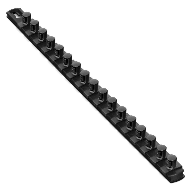 Ernst Manufacturing 18-Inch Socket Organizer with 17 1/2-Inch Twist Lock Clips, Black (8422-Black-1/2) 18-Inch 1/2-Inch Twist Clips Black