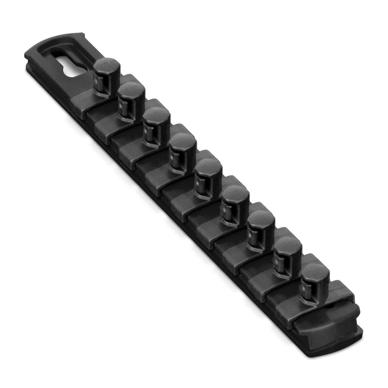 Ernst Manufacturing 8-Inch Magnetic Socket Organizer with 9 3/8-Inch Twist Lock Clips, Black (8427M-Black-3/8) 8-Inch 1/4-Inch Twist Clips Black
