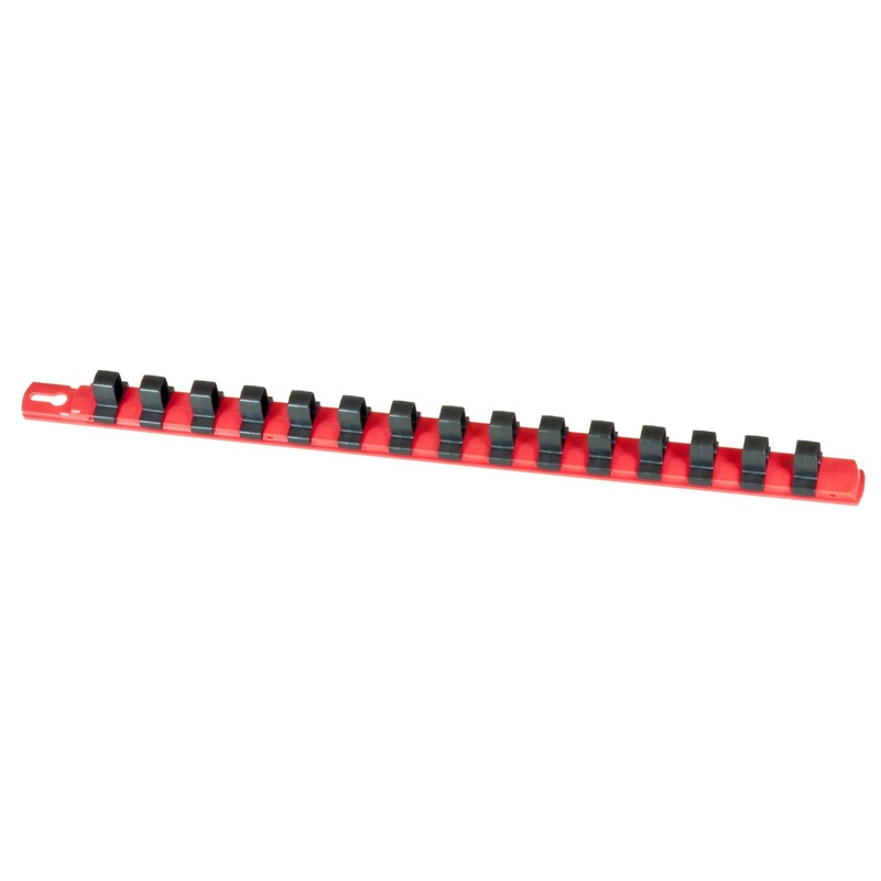 Ernst Manufacturing 8321 18-Inch Socket Organizer with 17 1/2-Inch Dura-Pro HD Clips, Red