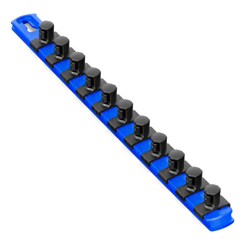 Ernst Manufacturing - 8419-Blue-1/2 13-Inch Socket Organizer with 11 1/2-Inch Twist Lock Clips, Blue 13-Inch 1/2-Inch Twist Clips Blue
