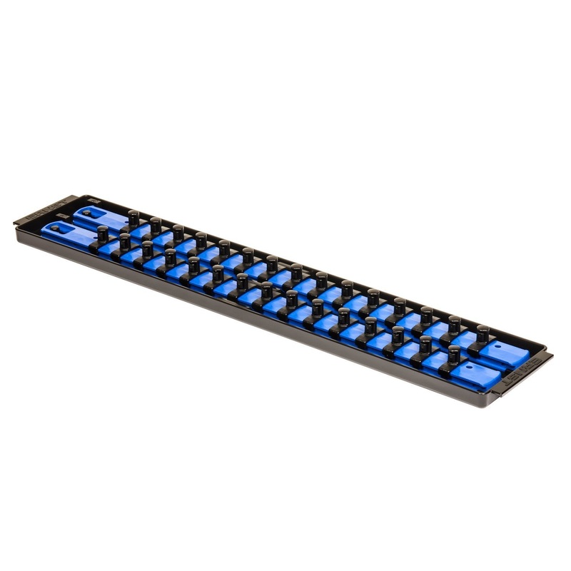 Ernst Manufacturing Socket Boss, Premium 2-Rail 3/8-Inch-Drive Socket Organizer, 19-Inch, Blue - Made in USA 19-INCH 3/8" Blue