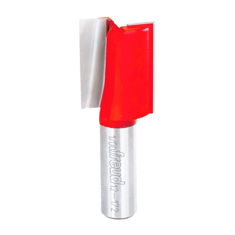 Freud Double Flute Straight Bit (Eclipse Grind) with Tico Hi-Density Carbide - 2 Cutters, 24000 RPM, 1-1/4" Height, 1" Diameter, 3" Length, 1/2" Shank - 12-172 One Size 1-Inch Diameter by 1-1/4-Inch 1/2-Inch Double Flute Straight Router Bit