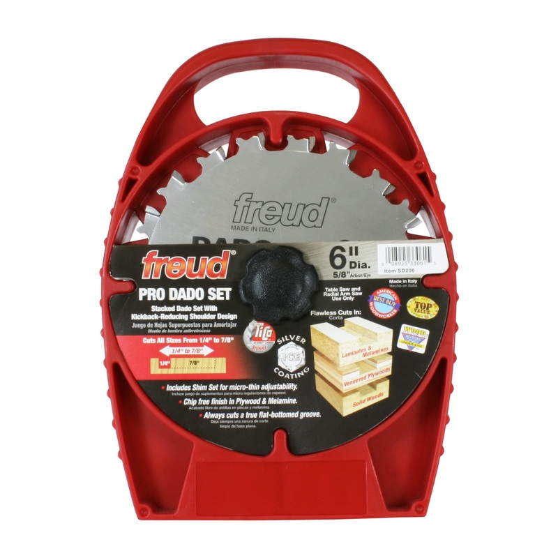 Freud Pro Dado Sets with Premium TiCo Hi-Density Carbide Crosscutting Blend for Maximum Performance - 6" Diameter, 10 Teeth, 5/8" Arbor - SD206 6" Pro Dado Set