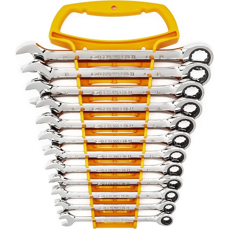 GEARWRENCH 12 Piece 12 Point Ratcheting Metric Combination Wrench Set | 9412 12-piece kit Wrench