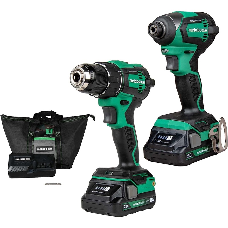 Metabo HPT 18V MultiVolt Cordless Brushless Driver Drill & Impact Driver Combo Kit, Power Tool Kit, 2 Lithium-Ion Metabo HPT Batteries and Charger, High Torque, Compact Lightweight Design, KC18DEXQB KC18DEXQB Only