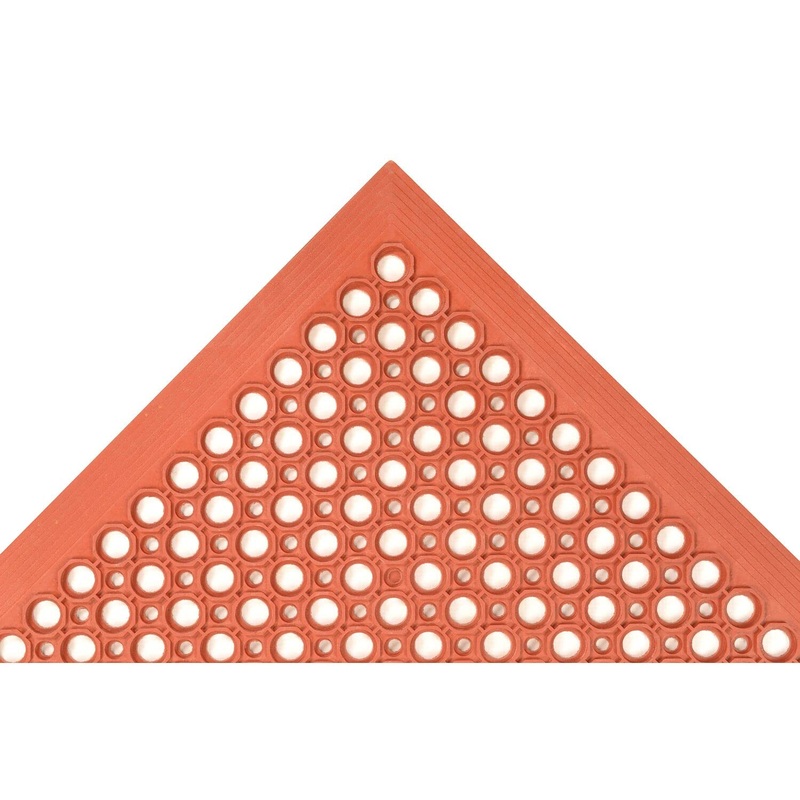 NoTrax 3' x 3' Anti-Fatigue Lightweight Restaurant Rubber Floor Mat with Drainage Holes, Beveled Edges, Non-Slip Mats, Red, T30 Competitor, T30S0033RD 3' x 3' Red Solid