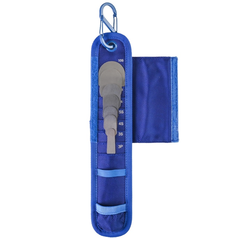 QuikSlix Pouch with 7 Blades  Carabiner & Belt Loop | Includes 7 Spatula Blade Option | Partner Tool for Use with QuikSlix Handle A-QUIKSLK-POUCH