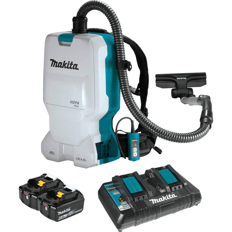 Makita XCV17PG 18V X2 LXT Lithium-Ion (36V) Brushless Cordless 1.6 Gallon HEPA Filter Backpack Dry Vacuum (6.0Ah)