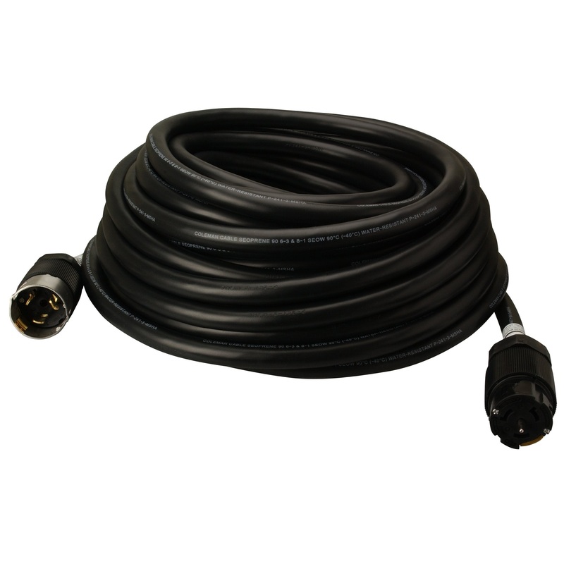 Southwire Extra Duty Outdoor Extension Cord, 50Ft, 8 Gauge, 50 AMP, Twist-to-Lock, Generator Cord, SEOW, Black, 19180008 50-Foot Extension Cord