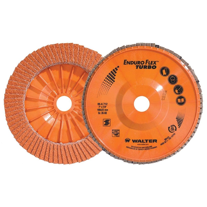 Walter 06A452 Enduro-Flex Turbo Abrasive Flap Disc [Pack of 10] - Grinding Disc 4-1/2 Inches Grit 36/60 5/8-11 Inches Threaded Hole 13300 RPM 10 06A452