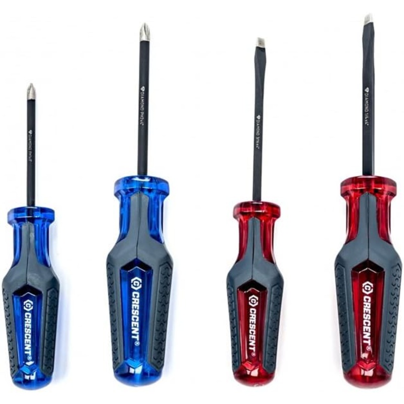 Crescent 4 Pc. Phillips/Slotted Co-Molded Diamond Tip Screwdriver Set - CGS4PCSET