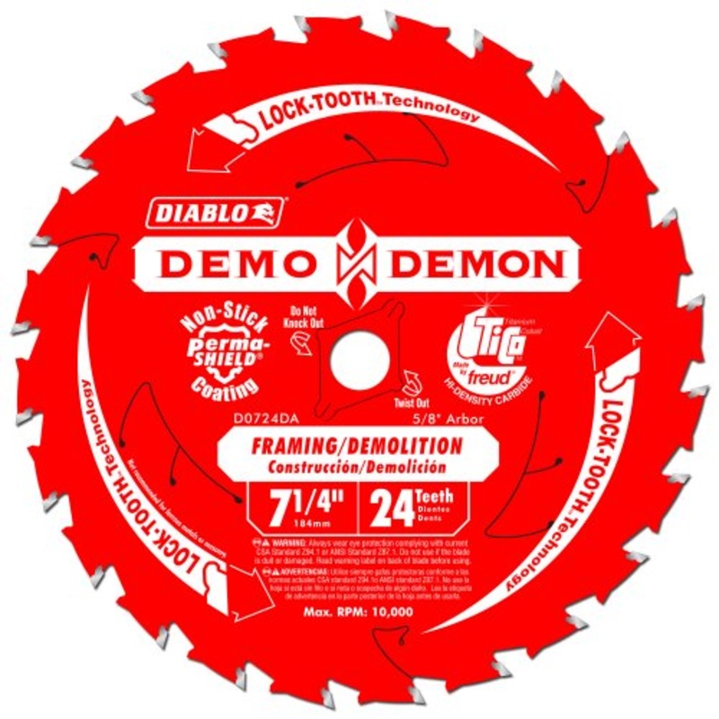 Diablo 7-1/4" x 24T Demo Demon Ultimate Framing/Demolition Saw Blade (10 Pack)