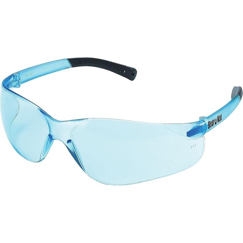 MCR Safety Glasses BK113 Light Blue Polycarbonate Lenses with UV Protection and Scratch Resistant Coating, Soft Non-Slip Temple and Nose Piece, 1 Pair