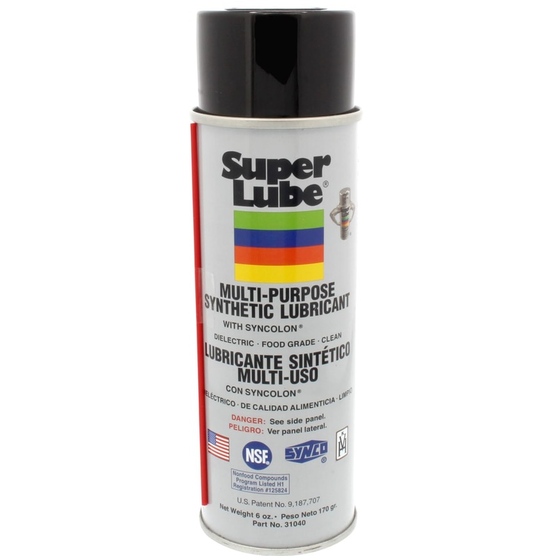 Super Lube Multi-Purpose Synthetic Lubricant w/Syncolon (Translucent, 6oz Aerosol) | NSF Certified Food Grade & Clean | No Drip, Run, or Evaporation