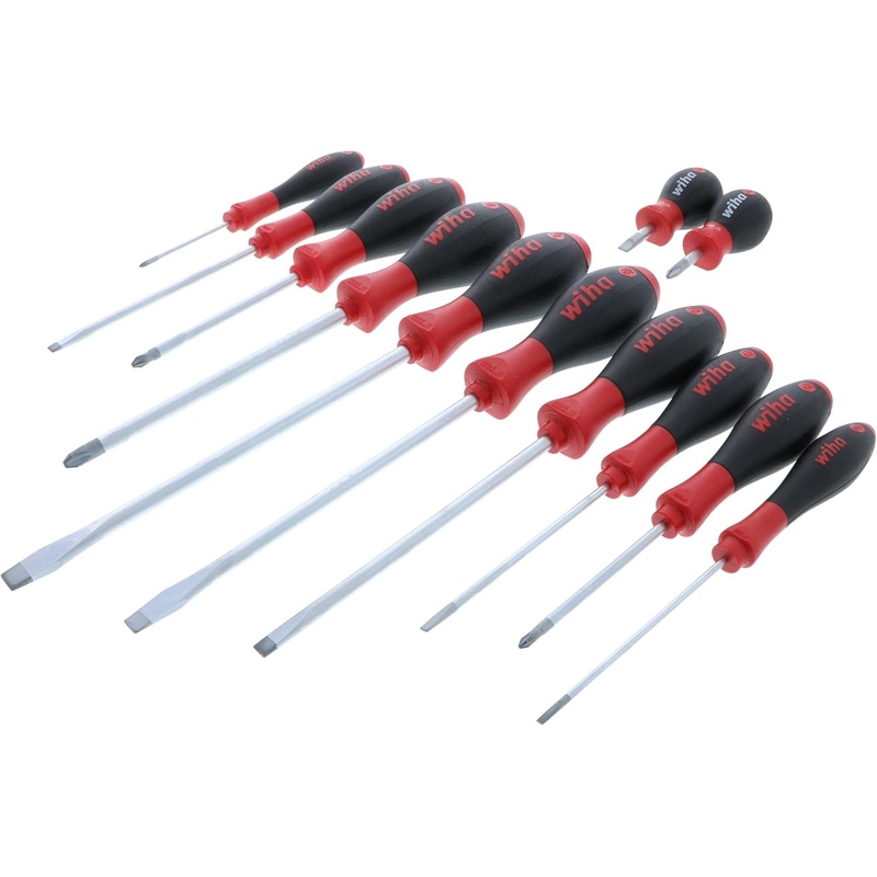Wiha 30297 12-Piece Slotted and Phillips Screwdriver Set with Soft Finish Handles
