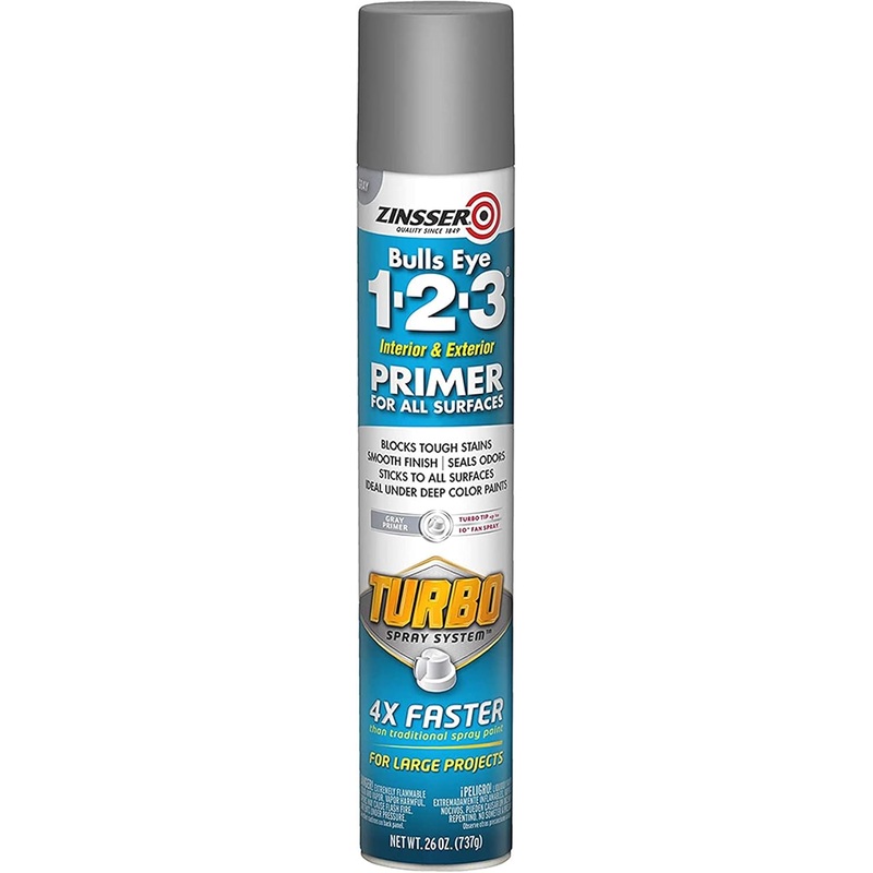 Zinsser 343748 Bulls Eye 1-2-3 Turbo Primer Spray, 26 oz, Gray