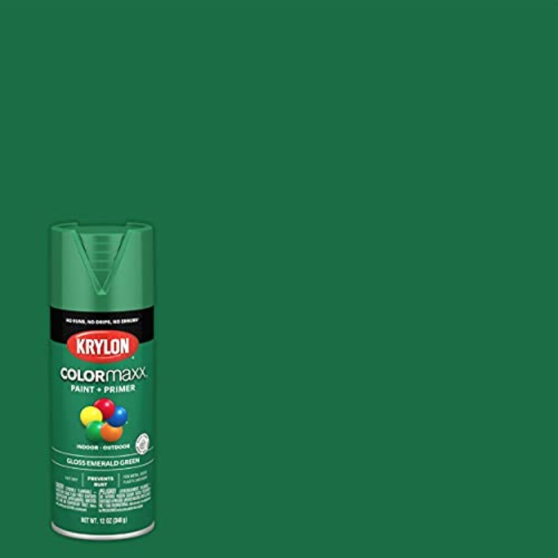 12 oz Krylon K05517007 Emerald Green COLORmaxx Paint & Primer Spray Paint, Gloss