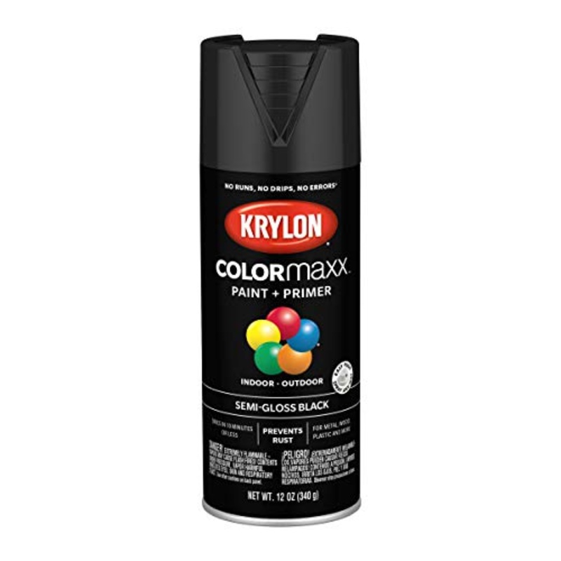 12 oz Krylon K05579007 Black COLORmaxx Paint & Primer Spray Paint, Semi-Gloss
