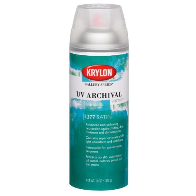 Krylon K01377000 Gallery Series UV Archival Varnish Aerosol Spray, Satin, 11 Ounce