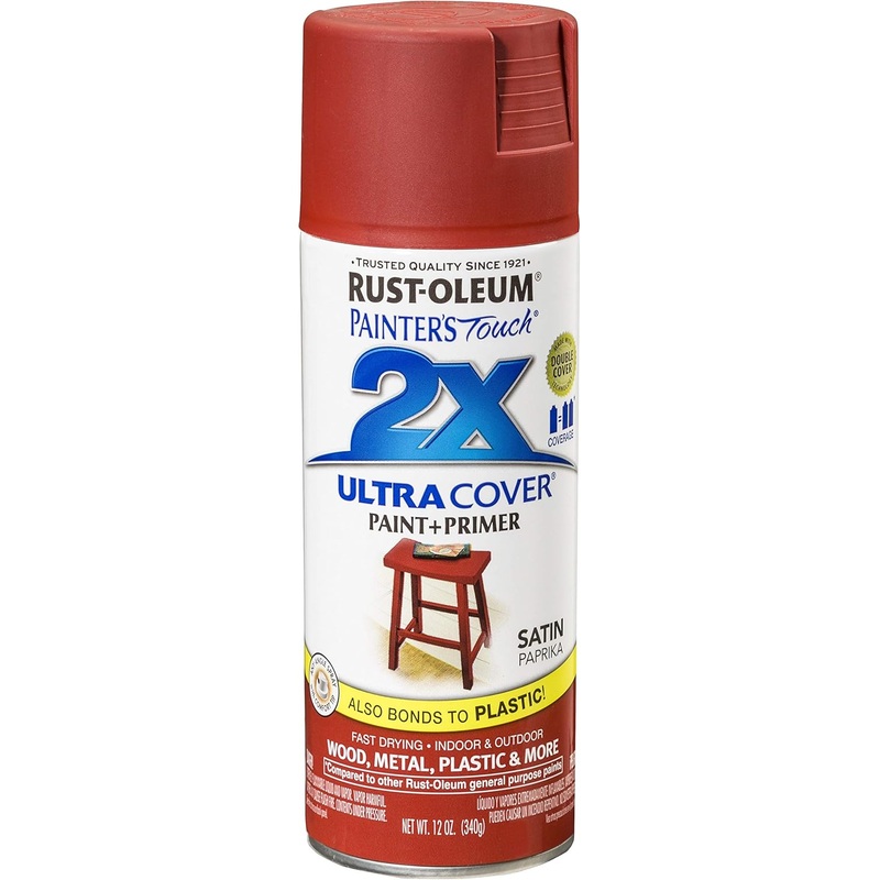 Rust-Oleum Painter's Touch 2X Ultra Cover Spray Paint, 12 oz, Satin Paprika