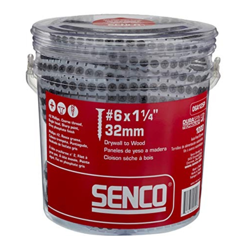SENCO (06A125P) DuraSpin #6 by 1-1/4-Inch Drywall to Wood Collated Screw (1,000 per Box)