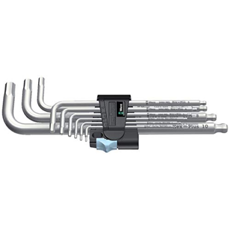 Wera Tools Hex-Plus Stainless Key Set 3950 PKL/9 High Torque with Ball-end, Metric Long 1.5 mm-10 mm, 9-Piece