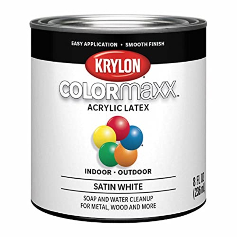 1/2 pt Krylon K05615007 White COLORmaxx Paint & Primer, Satin
