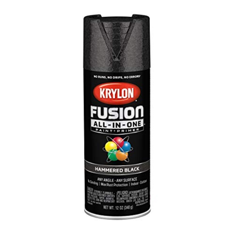 12 oz Krylon K02782007 Black Fusion All-In-One Paint & Primer Spray Paint, Hammered